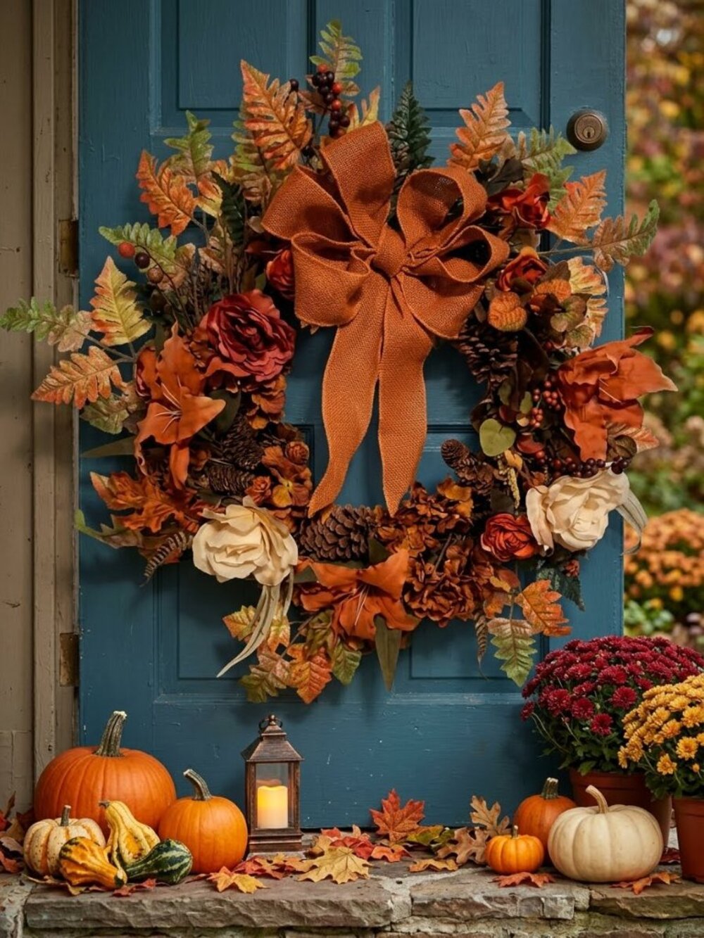Handmade 28" Artificial Fall Autumn Floral Wreath - Front Door Decor